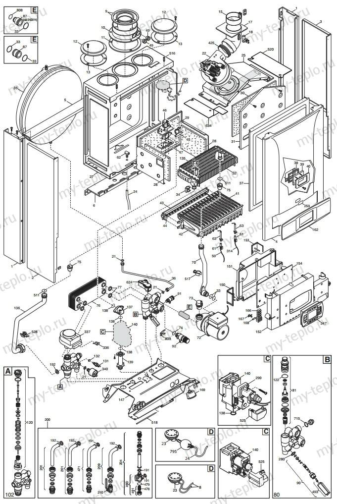 Запчасти Baxi LUNA3 comfort 240fi: цена в Симферополе