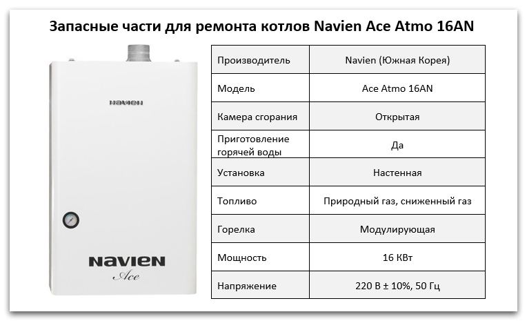 Купить запчасти Navien Ace Atmo 16AN в Симферополе
